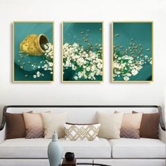 TRANH TREO TƯỜNG KHUNG HỢP KIM - TRANH TREO PHÒNG KHÁCH - TRANH TREO BÌNH HOA - HOA - MÃ T3D-3197