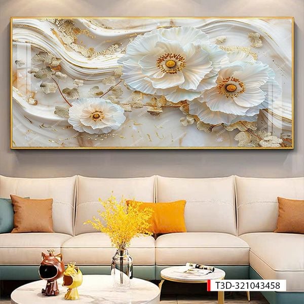 316 - TRANH TREO TƯỜNG PHÒNG KHÁCH HIỆN ĐẠI SANG TRỌNG -TRANH HOA, BÌNH HOA 3D | MÃ TRANH  T3D-321043458