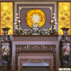 TRANH TREO PHÒNG THỜ - TRANH ĐIỆN TRÚC CHỈ MANDALA | MÃ T3D-3212