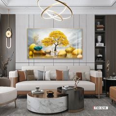 TRANH TREO TƯỜNG PHÒNG KHÁCH - TRANH HƯƠU TÀI LỘC - KHỔ LỚN | Mã T3D-3218