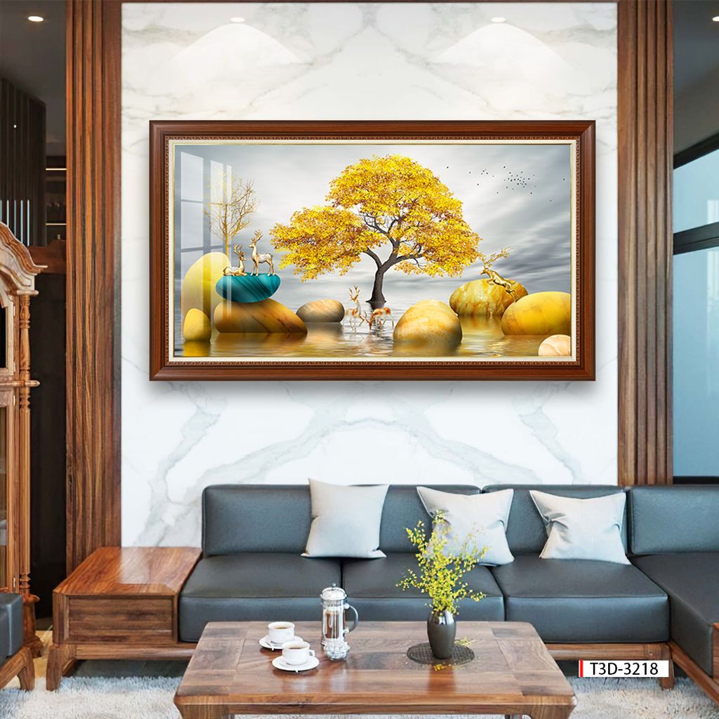 TRANH TREO TƯỜNG PHÒNG KHÁCH - TRANH HƯƠU TÀI LỘC - KHỔ LỚN | Mã T3D-3218