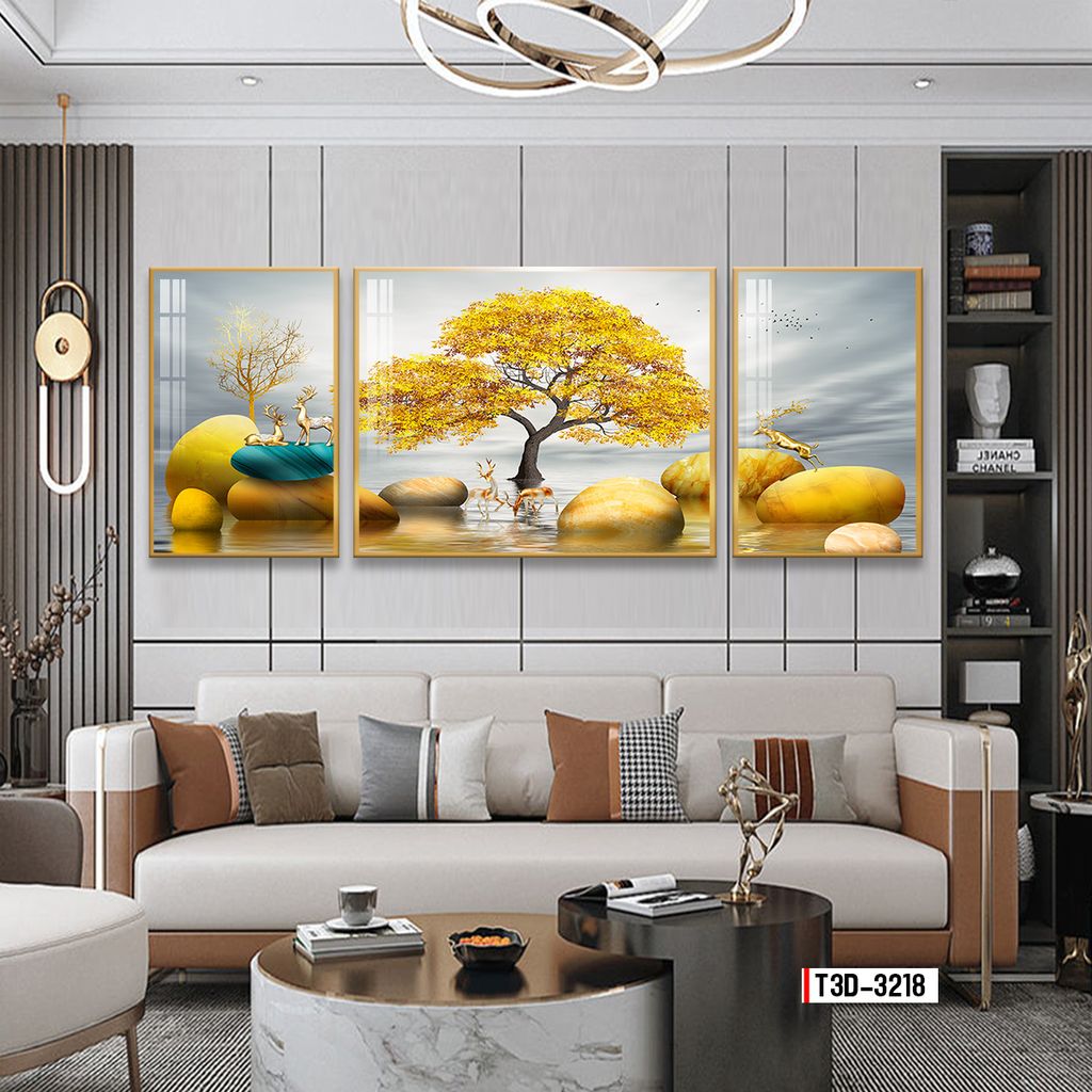 TRANH TREO TƯỜNG PHÒNG KHÁCH - TRANH HƯƠU TÀI LỘC | MÃ T3D-3218