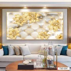 BST32 - TRANH TREO TƯỜNG - TRANG TRÍ PHÒNG KHÁCH, SAU SOFA - CHỦ ĐỀ HOA 3D - KHỔ LỚN