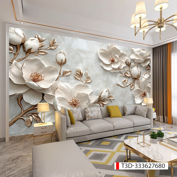 228 TRANH DÁN TƯỜNG 3D -TRANH DÁN PHÒNG NGỦ HOA 3D- TRANH DÁN PHÒNG KHÁCH SAU SOFA | MÃ TRANH T3D-333627680