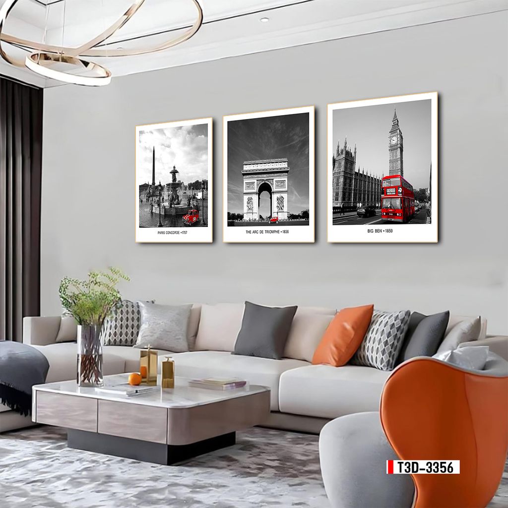 TRANH TREO TƯỜNG PHÒNG ĂN - PHÒNG KHÁCH - TRANH PHONG CẢNH GHÉP BỘ 3 BỨC | MÃ T3D-3356