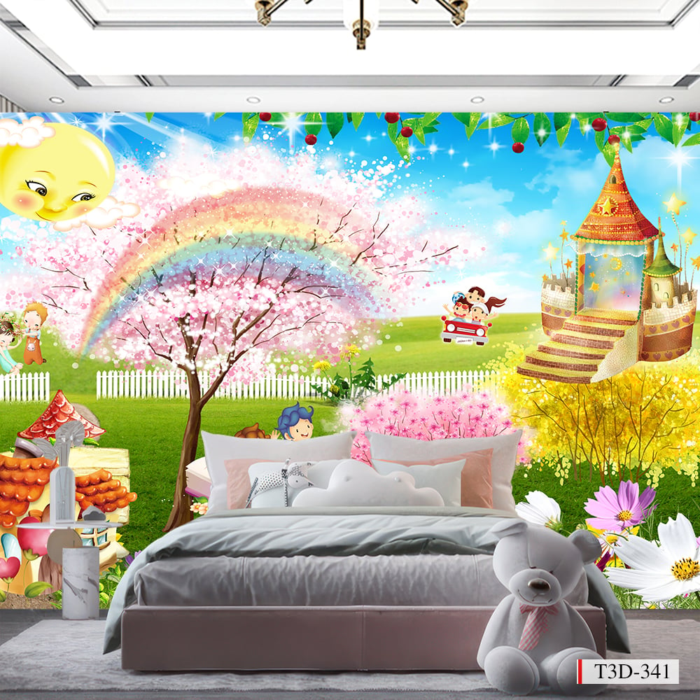 Mẫu tranh vải dán tường 3d đẹp cho phòng ngủ trẻ em | Mã T3D-341