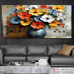 372 - TRANH TREO PHÒNG KHÁCH HIỆN ĐẠI - TRANH TRANG TRÍ - TRANH TREO TƯỜNG TRANH HOA 3D - KIỂU TRANH LIỀN KHỔ | MÃ T3D-34869300