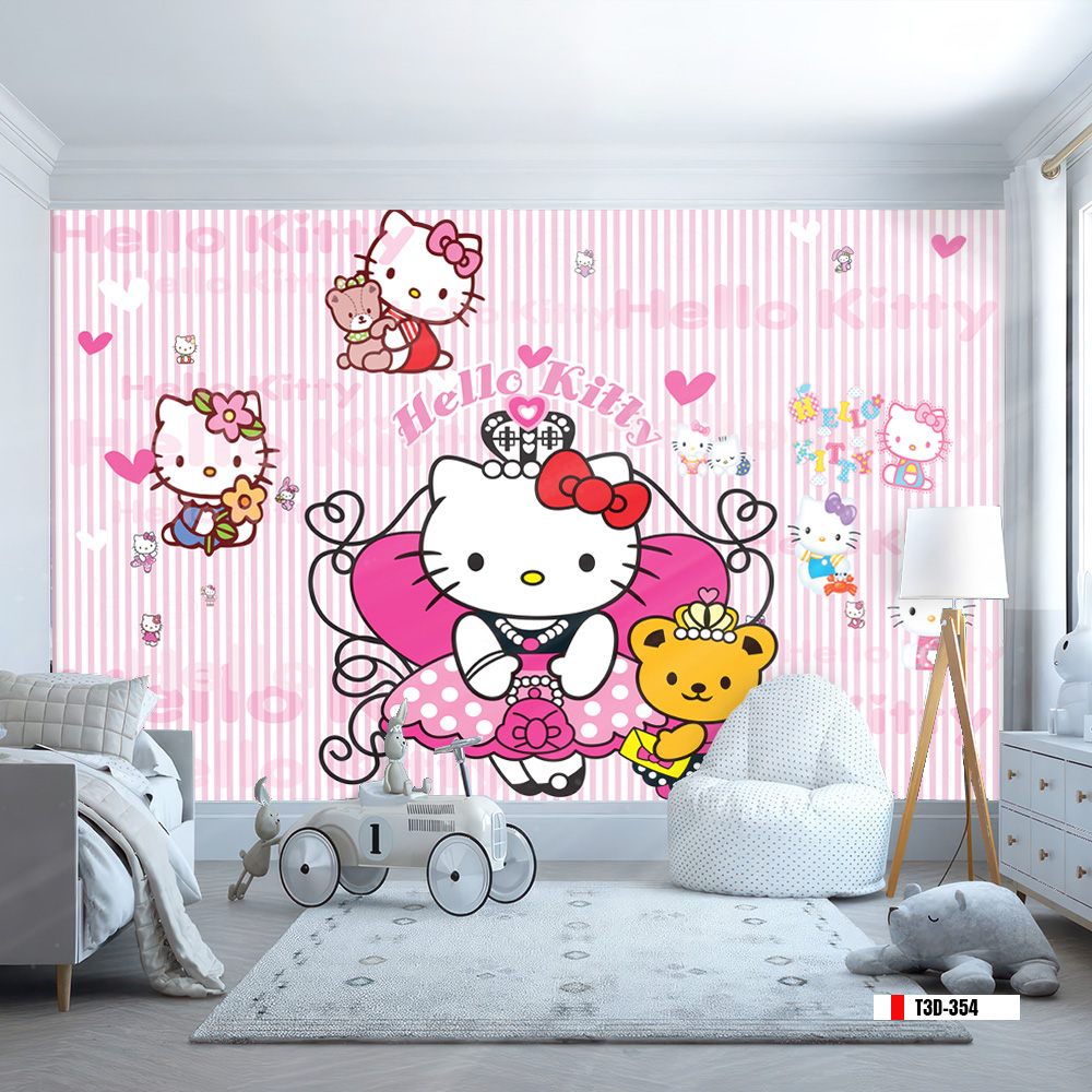 Tranh vải dán tường 3d phòng ngủ cho bé gái | Mã T3D-354