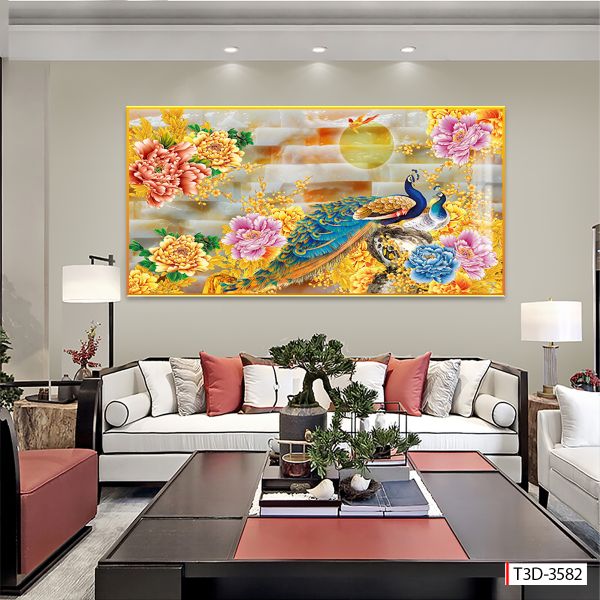 TRANH TREO TƯỜNG - PHÒNG KHÁCH, SAU SOFA - CHỦ ĐỀ CÔNG PHU THÊ VIÊN MÃN - KHỔ LỚN - MÃ: T3D-3582