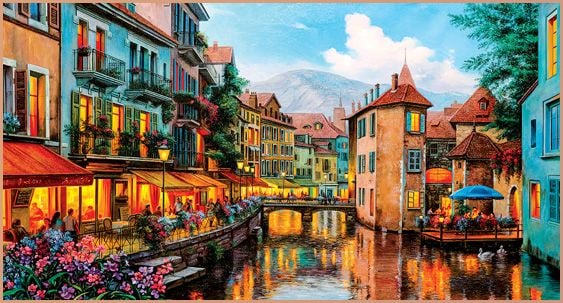 TRANH TREO TƯỜNG PHÒNG KHÁCH - TRANH PHONG CẢNH CHÂU ÂU CỔ ĐIỂN - KHỔ LỚN | MÃ T3D-3607