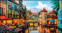 TRANH TREO TƯỜNG PHÒNG KHÁCH - TRANH PHONG CẢNH CHÂU ÂU CỔ ĐIỂN - KHỔ LỚN | MÃ T3D-3607