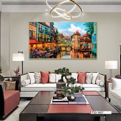 TRANH TREO TƯỜNG PHÒNG KHÁCH - TRANH PHONG CẢNH CHÂU ÂU CỔ ĐIỂN - KHỔ LỚN | MÃ T3D-3607