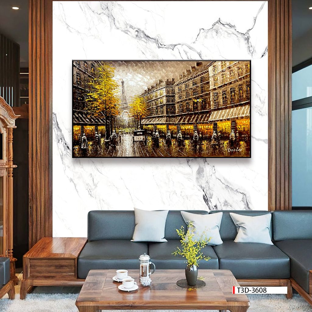 TRANH TREO TƯỜNG PHÒNG KHÁCH - TRANH PHONG CẢNH CHÂU ÂU CỔ ĐIỂN - KHỔ LỚN | MÃ T3D-3608