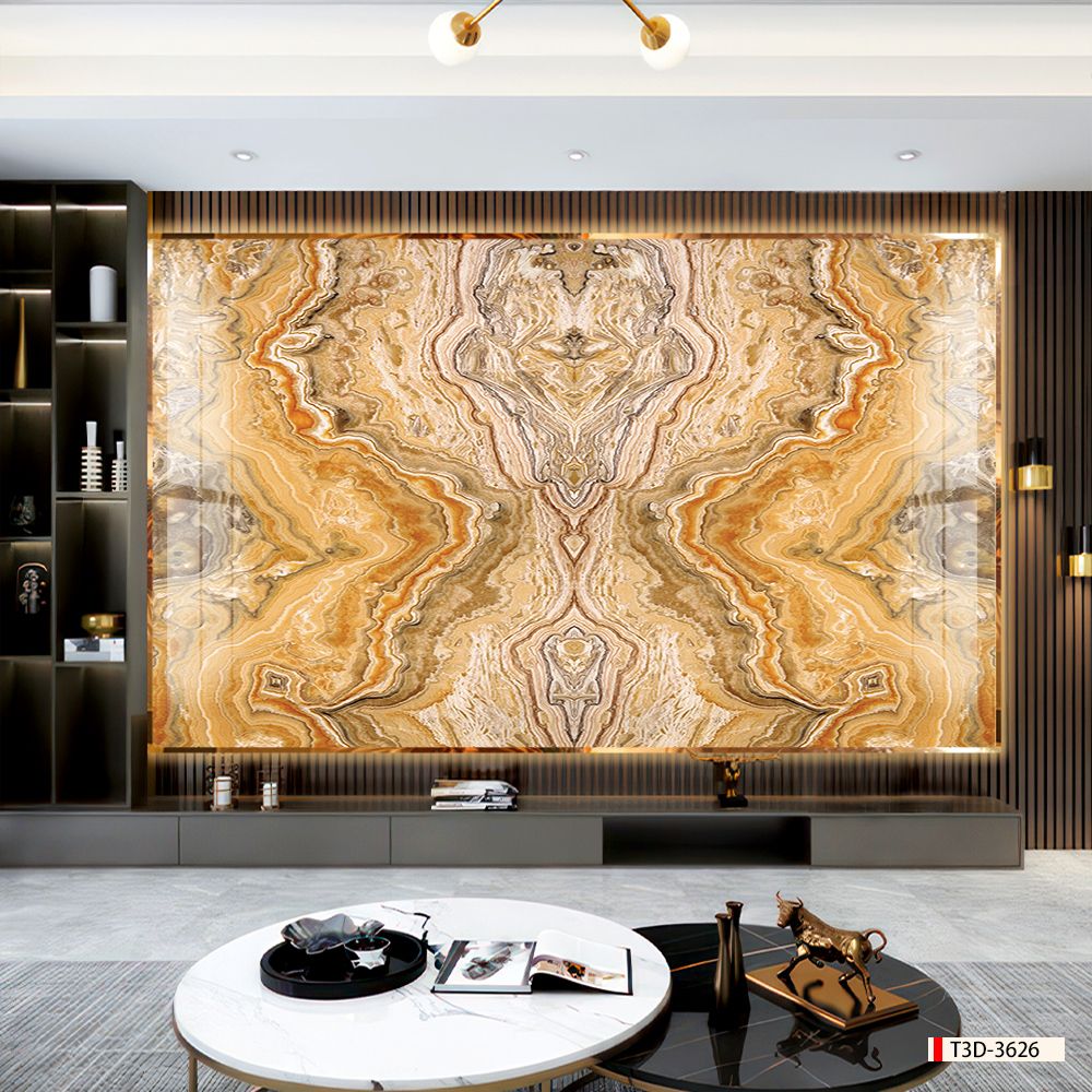 BST13 - TẤM PVC ỐP TƯỜNG - PHÒNG KHÁCH VÁCH TIVI - TRANH VÂN ĐÁ ĐỐI XỨNG - KHỔ LỚN