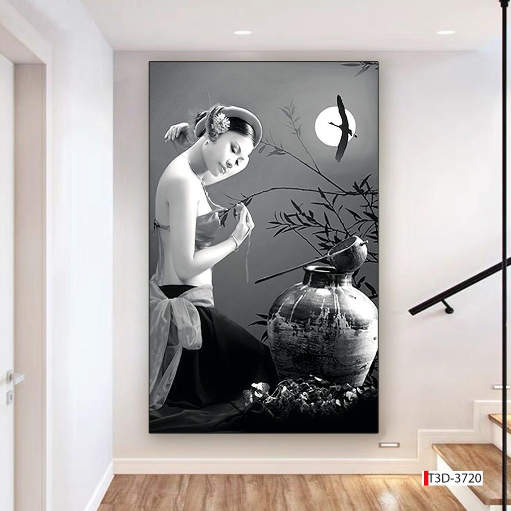 BST72 - TRANH TREO TƯỜNG - TRANG TRÍ HÀNH LANG, SẢNH, LỐI ĐI - CHỦ ĐỀ TRANH CÔ GÁI NGHỆ THUẬT - TRANH ĐƠN DỌC