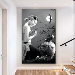 BST72 - TRANH TREO TƯỜNG - TRANG TRÍ HÀNH LANG, SẢNH, LỐI ĐI - CHỦ ĐỀ TRANH CÔ GÁI NGHỆ THUẬT - TRANH ĐƠN DỌC