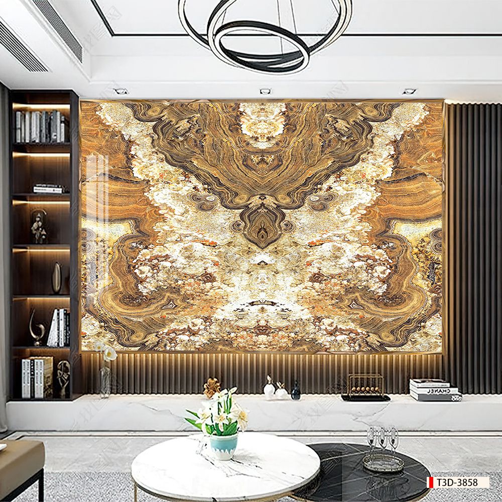 BST13 - TẤM PVC ỐP TƯỜNG - PHÒNG KHÁCH VÁCH TIVI - TRANH VÂN ĐÁ ĐỐI XỨNG - KHỔ LỚN