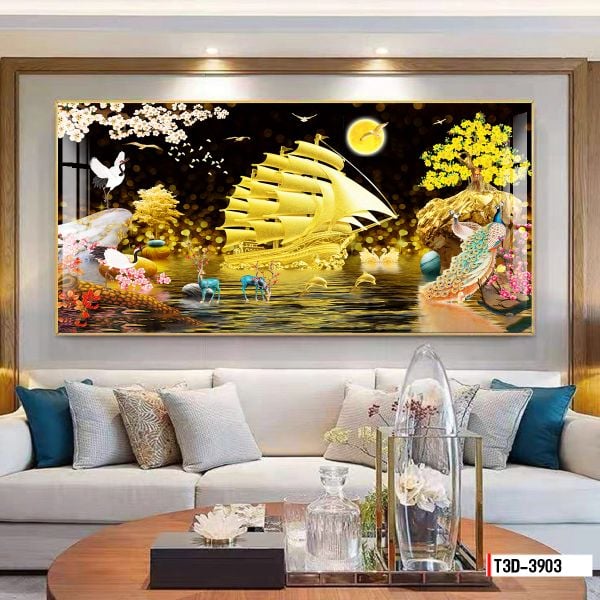 TRANH TREO TƯỜNG KHUNG HỢP KIM TITAN - TRANG TRÍ PHÒNG KHÁCH, SAU SOFA - CHỦ ĐỀ THUẬN BUỒM XUÔI GIÓ - MÃ: T3D-3903