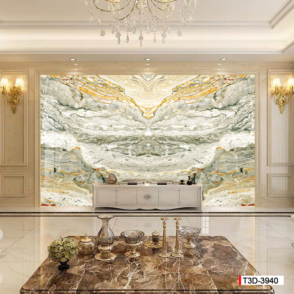 BST13 - TẤM PVC ỐP TƯỜNG - PHÒNG KHÁCH VÁCH TIVI - TRANH VÂN ĐÁ ĐỐI XỨNG - KHỔ LỚN