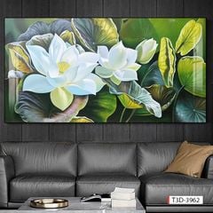 380 - TRANH TREO PHÒNG KHÁCH HIỆN ĐẠI - TRANH TRANG TRÍ - TRANH TREO TƯỜNG TRANH HOA SEN - KIỂU TRANH LIỀN KHỔ | MÃ T3D-3962