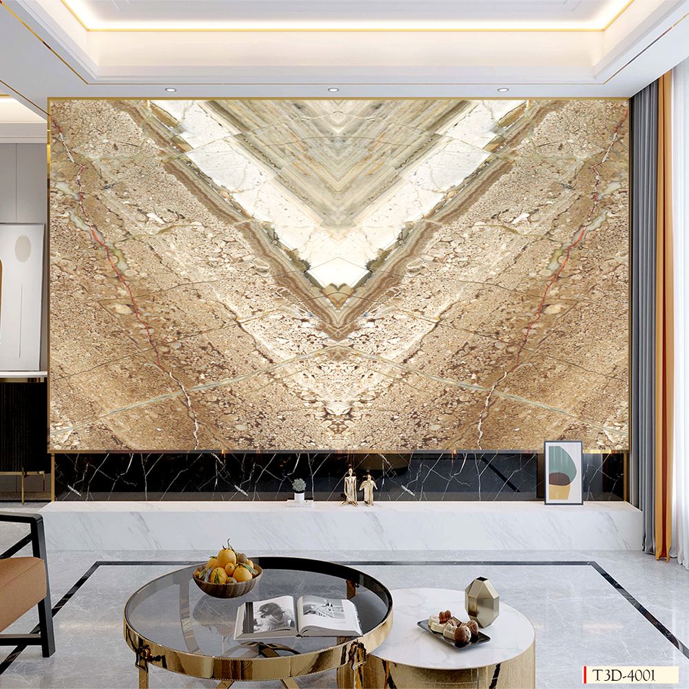 TRANH PVC ỐP TƯỜNG  - TRANH VÂN ĐÁ ĐỐI XỨNG | T3D-4001