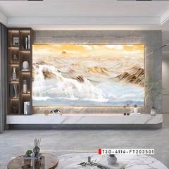 TRANH PVC ỐP TƯỜNG - VÁCH TRANG TRÍ TIVI PHÒNG KHÁCH - LỄ TÂN - TRANH VÂN ĐÁ PHONG CẢNH | MÃ T3D-4114-FT203501