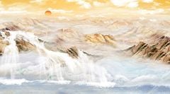 TRANH PVC ỐP TƯỜNG - VÁCH TRANG TRÍ TIVI PHÒNG KHÁCH - LỄ TÂN - TRANH VÂN ĐÁ PHONG CẢNH | MÃ T3D-4114-FT203501