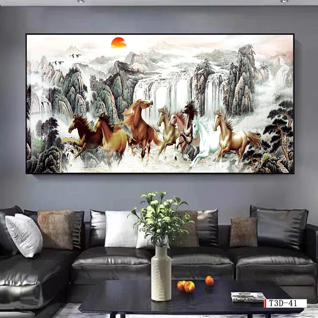 TRANH TREO TƯỜNG - TRANG TRÍ PHÒNG KHÁCH - CHỦ ĐỀ MÃ ĐÁO THÀNH CÔNG - MÃ T3D-41