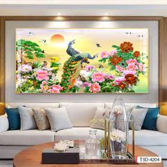 TRANH TREO TƯỜNG - PHÒNG KHÁCH, SAU SOFA - CHỦ ĐỀ CÔNG PHU THÊ VIÊN MÃN - KHỔ LỚN - MÃ: T3D-4204