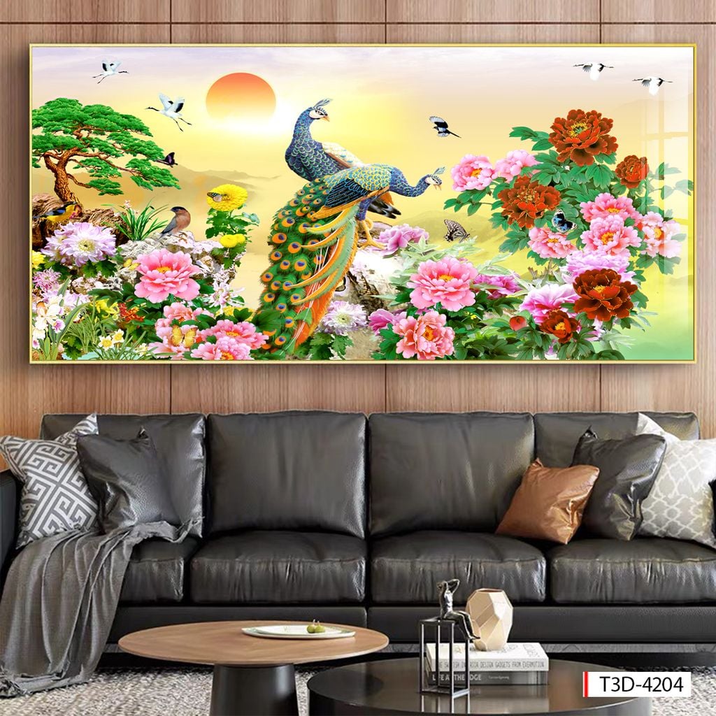 BST80 - TRANH TREO TƯỜNG - TRANH CÔNG RỒNG PHƯỢNG HỔ - TRANG TRÍ PHÒNG KHÁCH, SAU SOFA - TRANH NGANG
