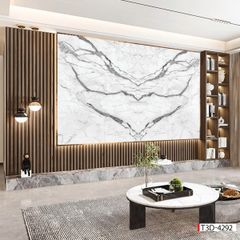 206 - TẤM ỐP VÂN ĐÁ ĐỐI XỨNG VÁCH TIVI - PHÒNG KHÁCH - TẤM ỐP PVC PHÒNG KHÁCH |  MÃ TRANH T3D-4292