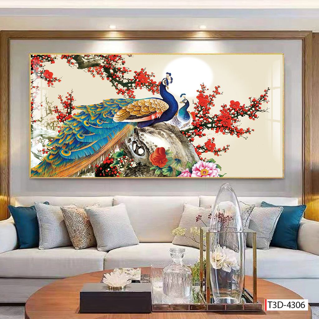 BST80 - TRANH TREO TƯỜNG - TRANH CÔNG RỒNG PHƯỢNG HỔ - TRANG TRÍ PHÒNG KHÁCH, SAU SOFA - TRANH NGANG
