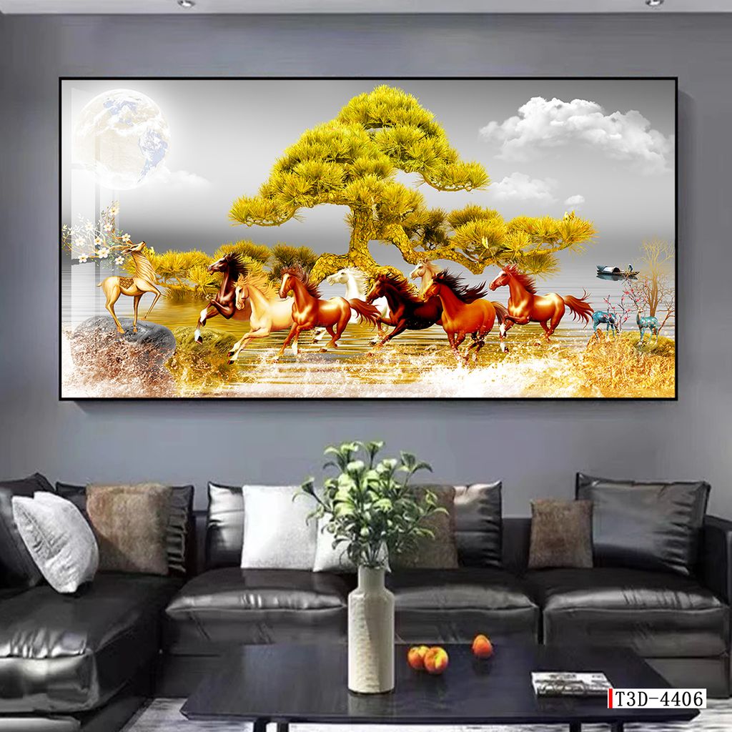 BST05 - TRANH TREO PHÒNG KHÁCH HIỆN ĐẠI - TRANH TRANG TRÍ - TRANH TREO TƯỜNG MÃ ĐÁO THÀNH CÔNG - KIỂU TRANH LIỀN KHỔ