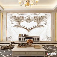 208 - TẤM ỐP VÂN ĐÁ ĐỐI XỨNG VÁCH TIVI - PHÒNG KHÁCH - TẤM ỐP PVC PHÒNG KHÁCH |  MÃ TRANH T3D-4407