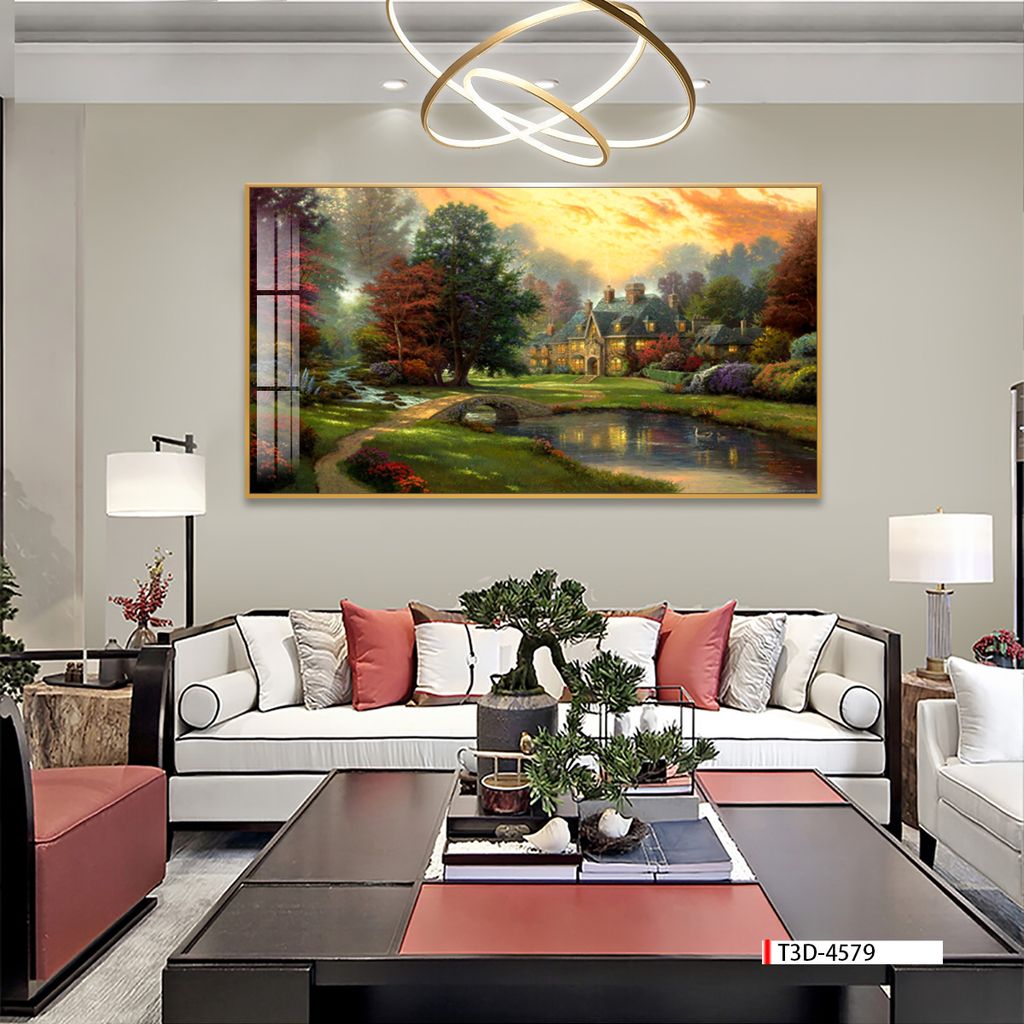 TRANH TREO TƯỜNG PHÒNG KHÁCH - TRANH PHONG CẢNH CHÂU ÂU CỔ ĐIỂN - KHỔ LỚN | MÃ T3D-4579