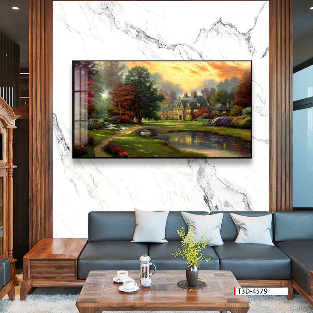 TRANH TREO TƯỜNG PHÒNG KHÁCH - TRANH PHONG CẢNH CHÂU ÂU CỔ ĐIỂN - KHỔ LỚN | MÃ T3D-4579
