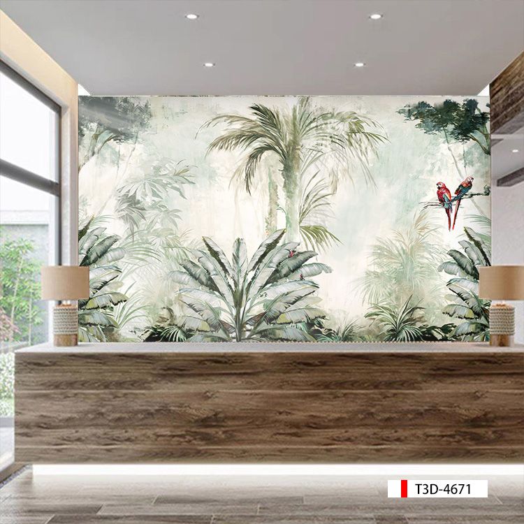 TRANH VẢI DÁN TƯỜNG 3D NHÀ HÀNG, CAFE - TRANH DÁN TƯỜNG TROPICAL NHIỆT ĐỚI | MÃ T3D-4671