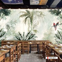 TRANH VẢI DÁN TƯỜNG 3D NHÀ HÀNG, CAFE - TRANH DÁN TƯỜNG TROPICAL NHIỆT ĐỚI | MÃ T3D-4671