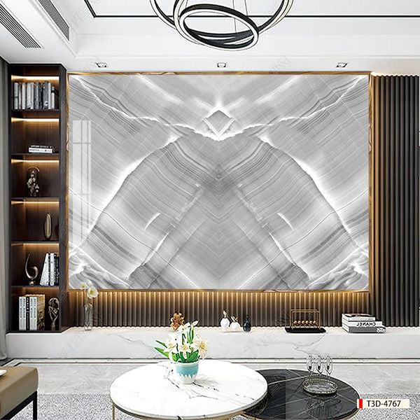 TRANH PVC ỐP TƯỜNG - TRANG TRÍ PHÒNG KHÁCH, SAU SOFA, LỄ TÂN - TRANH VÂN ĐÁ ĐỐI XỨNG - KHỔ LỚN - MÃ: T3D-4767