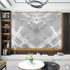 TRANH PVC ỐP TƯỜNG - TRANG TRÍ PHÒNG KHÁCH, SAU SOFA, LỄ TÂN - TRANH VÂN ĐÁ ĐỐI XỨNG - KHỔ LỚN - MÃ: T3D-4767