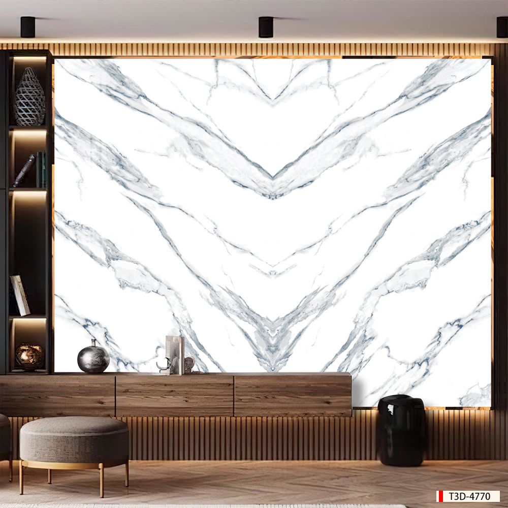 TRANH PVC ỐP TƯỜNG - VÁCH TRANG TRÍ PHÒNG KHÁCH - TRANH VÂN ĐÁ ĐỐI XỨNG | T3D-4770