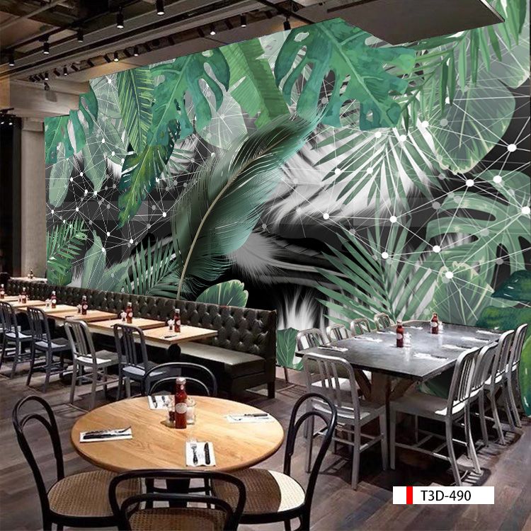 TRANH VẢI DÁN TƯỜNG 3D NHÀ HÀNG, CAFE - TRANH DÁN TƯỜNG TROPICAL NHIỆT ĐỚI | MÃ T3D-490