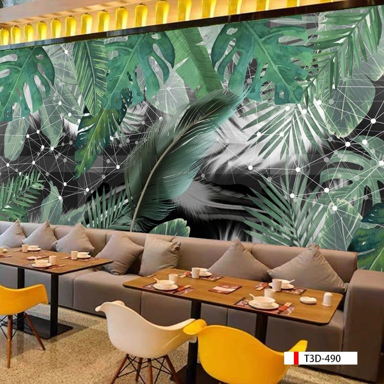 TRANH VẢI DÁN TƯỜNG 3D NHÀ HÀNG, CAFE - TRANH DÁN TƯỜNG TROPICAL NHIỆT ĐỚI | MÃ T3D-490