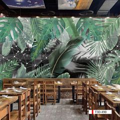 TRANH VẢI DÁN TƯỜNG 3D NHÀ HÀNG, CAFE - TRANH DÁN TƯỜNG TROPICAL NHIỆT ĐỚI | MÃ T3D-490