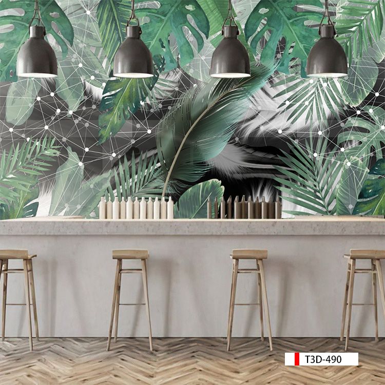 TRANH VẢI DÁN TƯỜNG 3D NHÀ HÀNG, CAFE - TRANH DÁN TƯỜNG TROPICAL NHIỆT ĐỚI | MÃ T3D-490