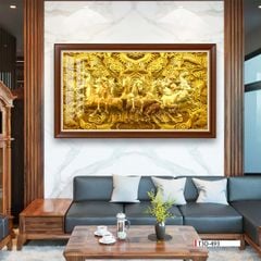 TRANH TREO TƯỜNG PHÒNG KHÁCH PHONG THỦY - TRANH MÃ ĐÁO THÀNH CÔNG | MÃ T3D-493