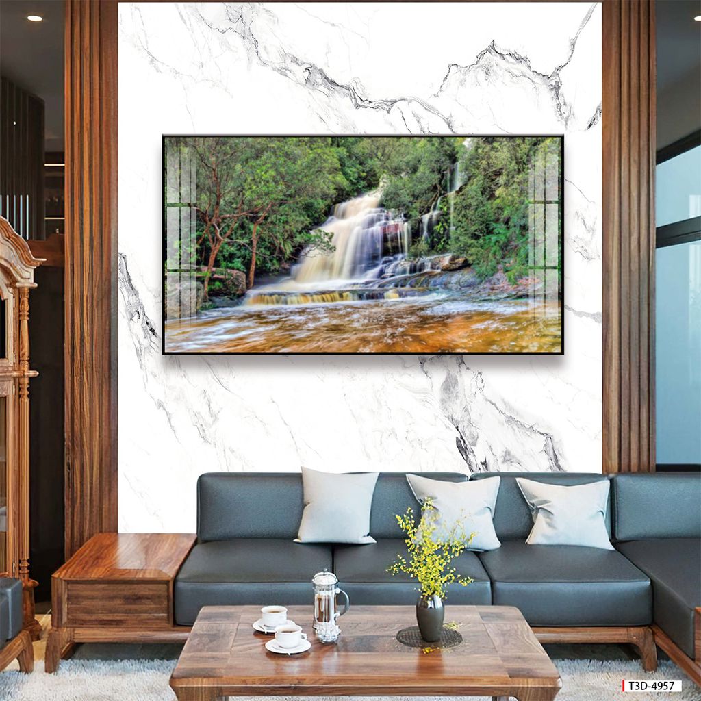 TRANH TREO PHÒNG KHÁCH - TRANH PHONG CẢNH THIÊN NHIÊN SÔNG SUỐI - KHỔ LỚN | MÃ T3D-4957