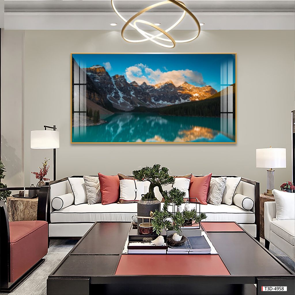 TRANH TREO TƯỜNG PHÒNG KHÁCH - TRANH PHONG CẢNH THIÊN NHIÊN HỒ NƯỚC - KHỔ LỚN | MÃ T3D-4958