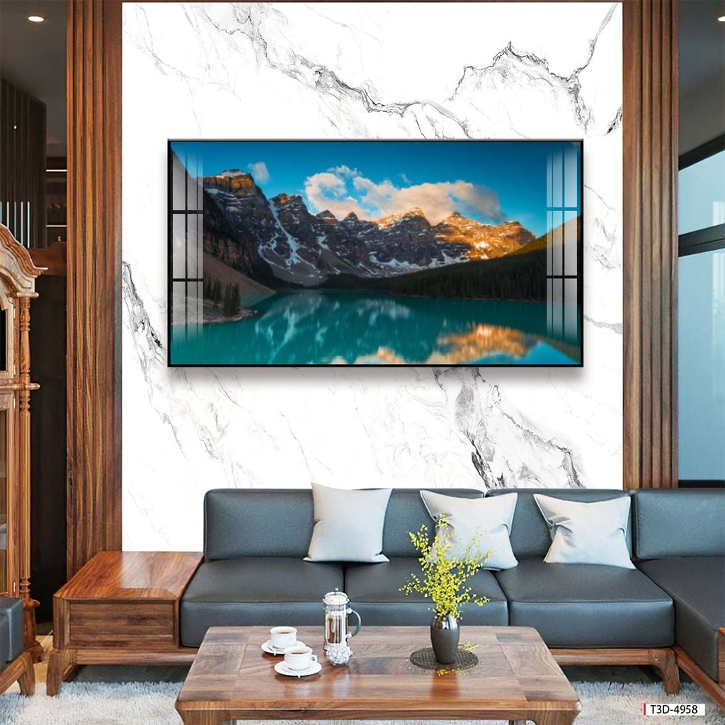 TRANH TREO TƯỜNG PHÒNG KHÁCH - TRANH PHONG CẢNH THIÊN NHIÊN HỒ NƯỚC - KHỔ LỚN | MÃ T3D-4958