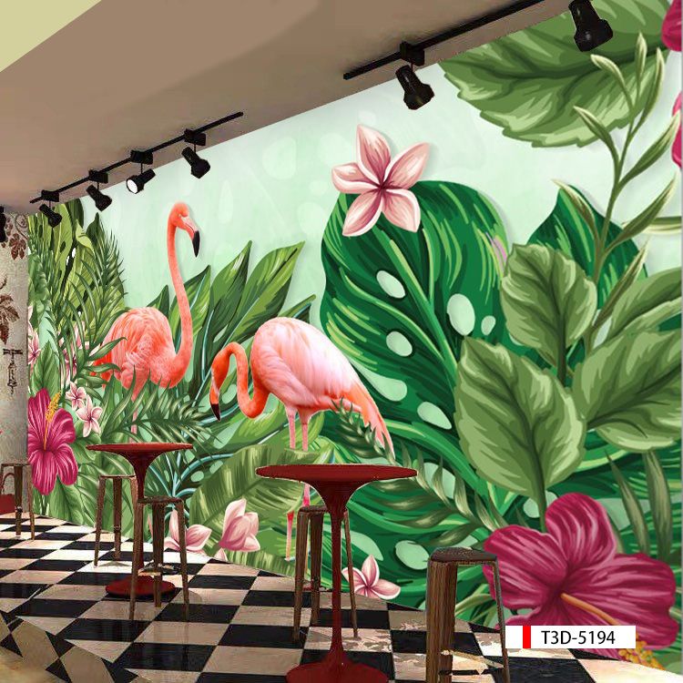 TRANH VẢI DÁN TƯỜNG 3D NHÀ HÀNG, CAFE - TRANH DÁN TƯỜNG TROPICAL NHIỆT ĐỚI | MÃ T3D-5194